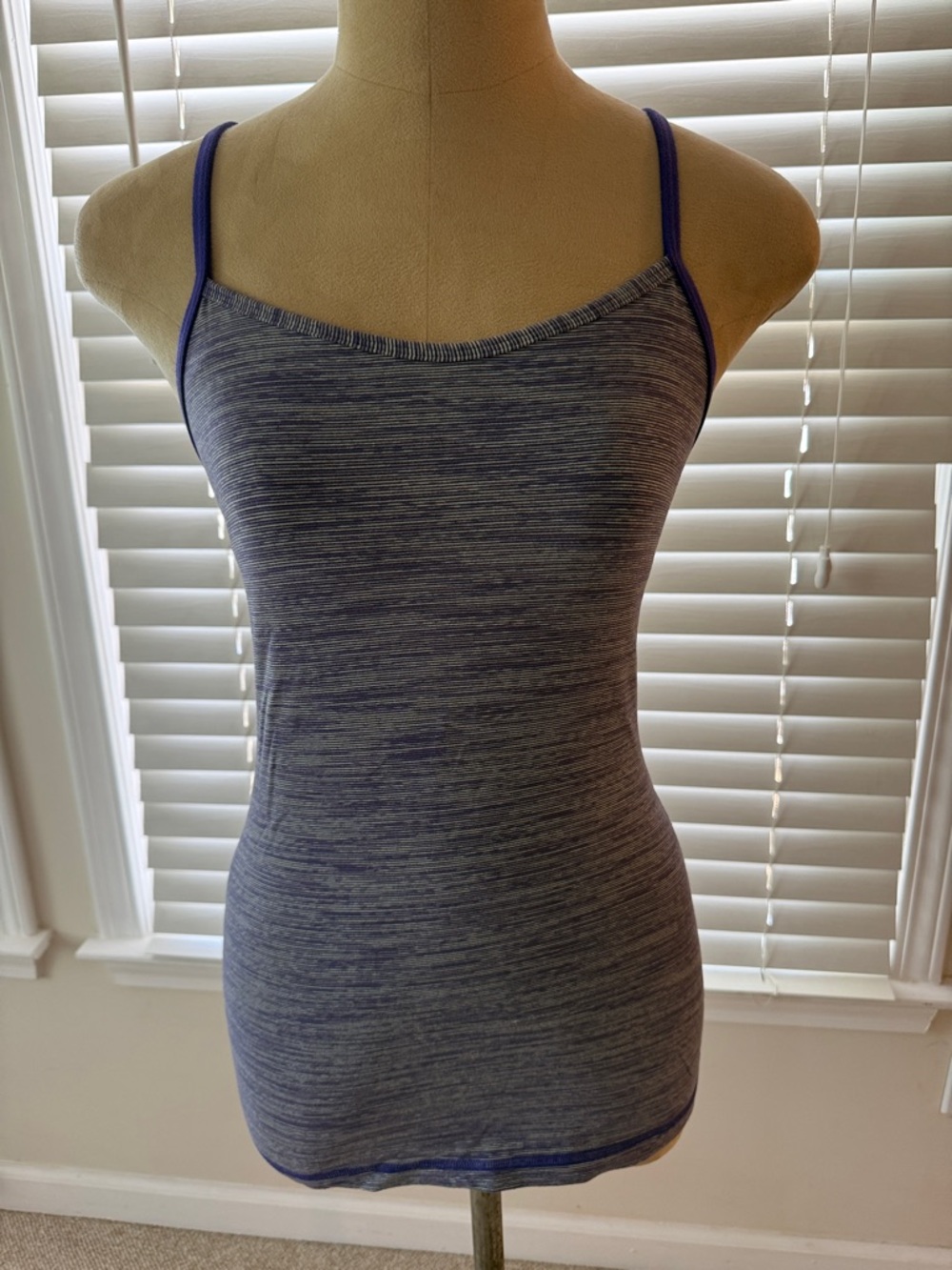 lululemon athletica Heathered Navy with Purple Strap Slim Tank